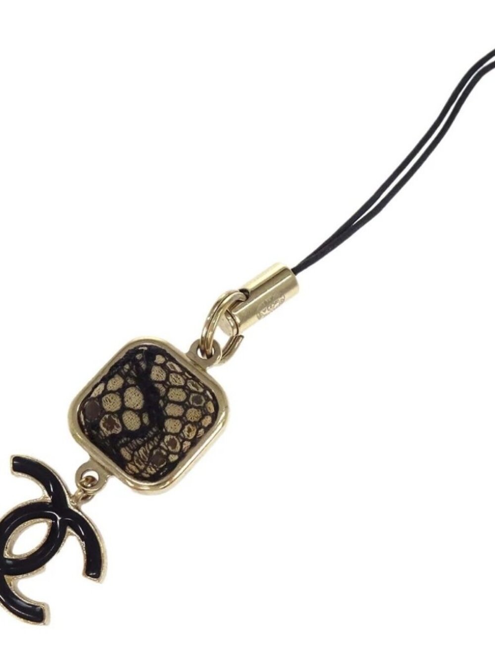 Chanel Black Key Holder Bag Charm CC Square Lace Small Good 06A 188577